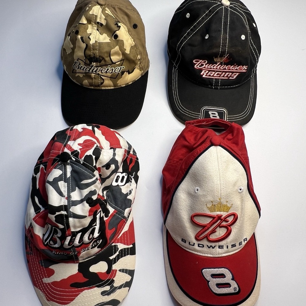 Vintage Nascar Lot Of 4‎ Dale Earnhardt Hats Racing Bud